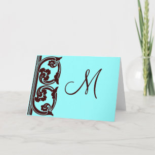 Elegant Personal Monogram Chocolate Teal Art Cards