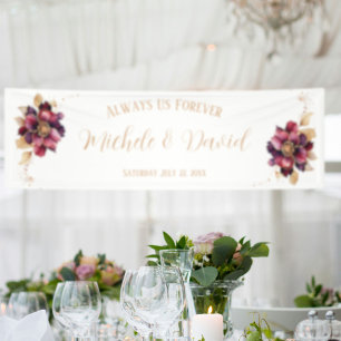 Elegant  Personal Names Date White Gold Burgundy  Banner