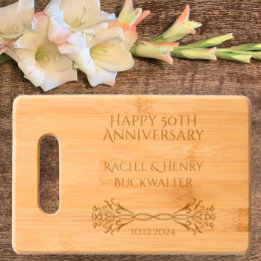 Elegant Personalised 50th Anniversary Gift Etched Cutting Board