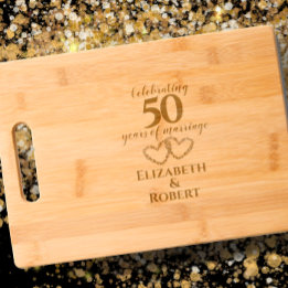 Elegant Personalised 50th Anniversary Gift Etched Cutting Board