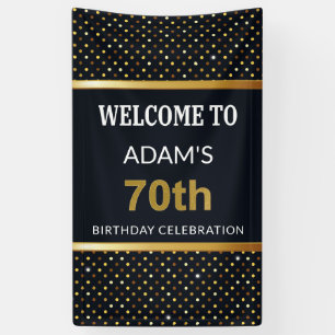 Elegant Personalised 70th Birthday Gold Banner