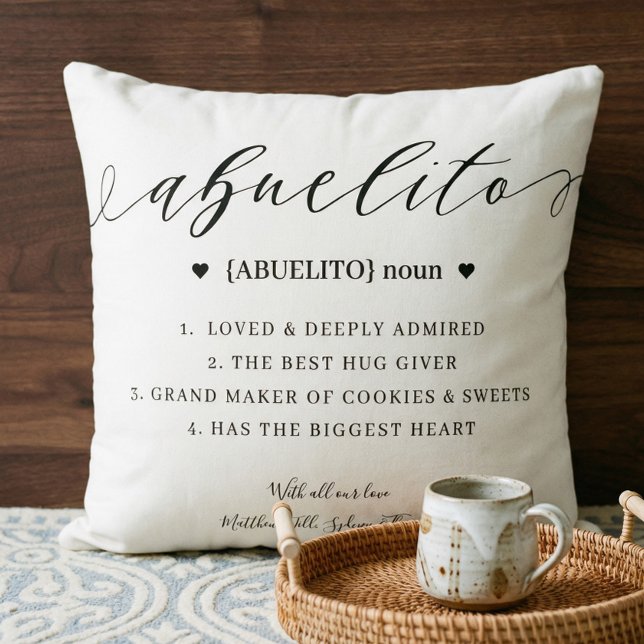 Elegant Personalised Abuelito Definition Keepsake Cushion (Elegant Personalized Abuelito Definition Keepsake Throw Pillow)