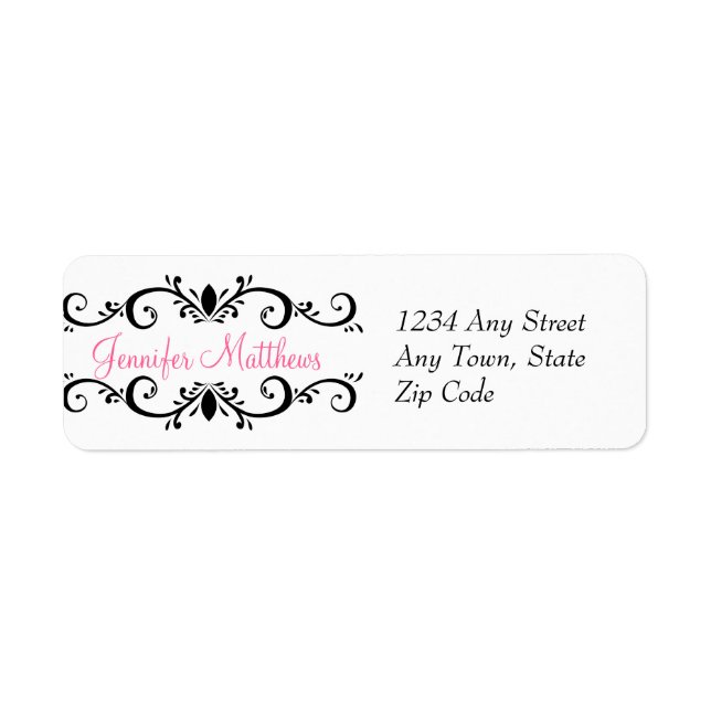Elegant Personalised Address Labels Swirls (Front)