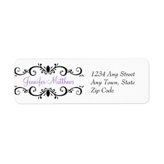 Elegant Personalised Address Labels Swirls Purple