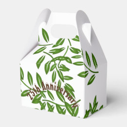 Elegant Personalised Anniversary Green Foliage Favour Box