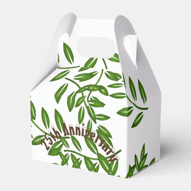Elegant Personalised Anniversary Green Foliage Favour Box (Front Side)