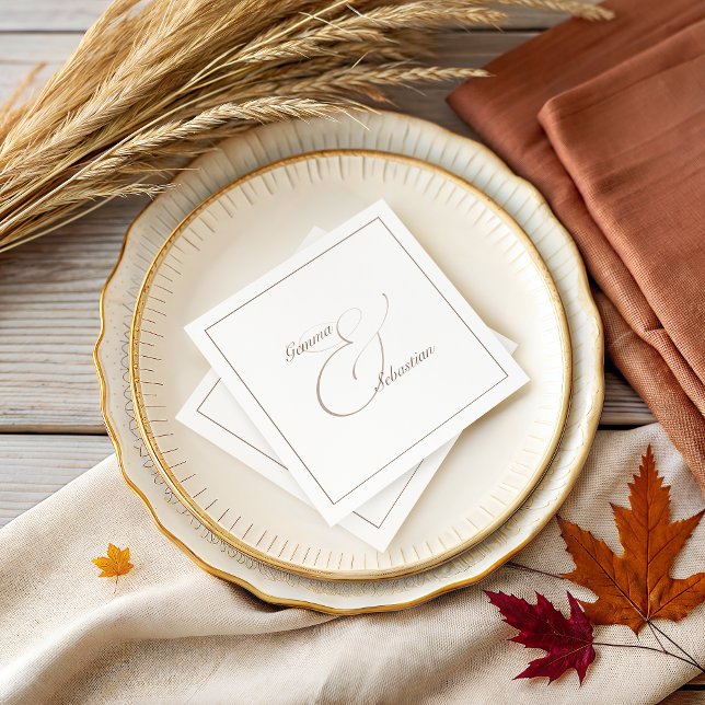 Elegant Personalised Ash Wedding Reception Napkin (Creator Uploaded)