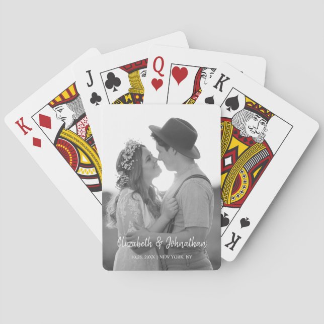 Elegant Personalised B & W Photo Playing Cards (Back)