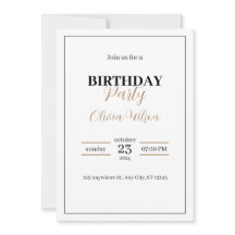 Elegant Personalised Birthday Party Invitation