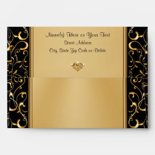 Elegant Personalised, Black and Gold Envelopes