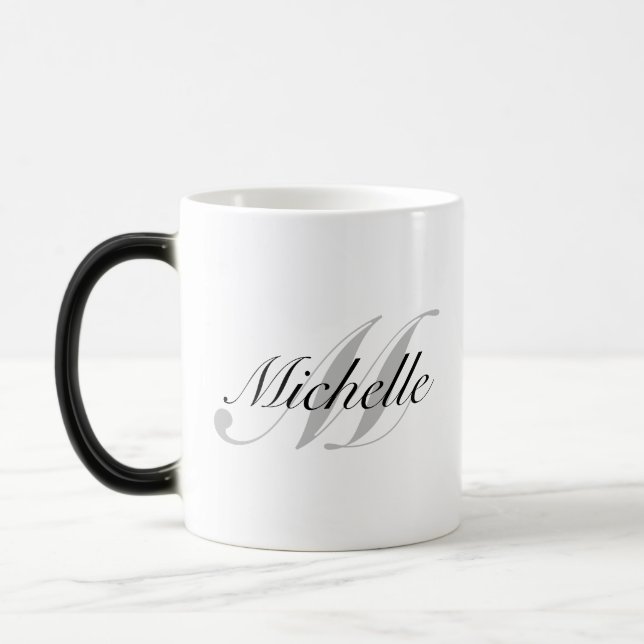 Elegant Personalised Black White Colour Changing Magic Mug (Left)