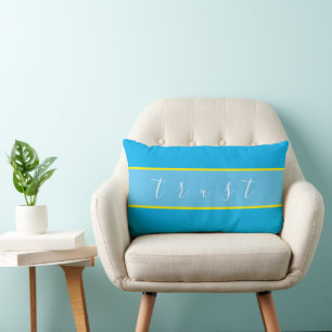 Elegant Personalised Blue and Yellow Stripes Lumbar Cushion