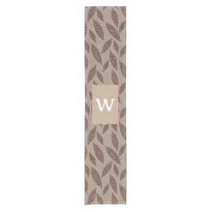 Elegant Personalised Boho Block Print Leaves  Short Table Runner