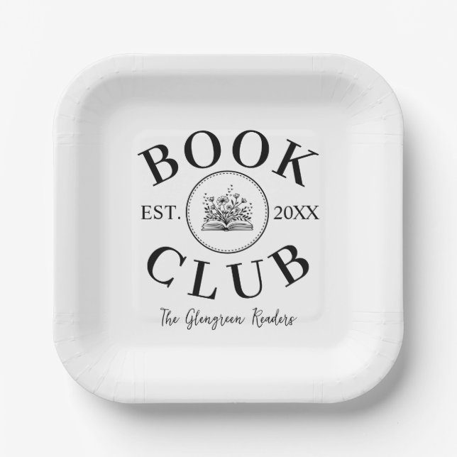 Elegant Personalised Book Club Members Event   Paper Plate (Front)