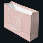 Elegant Personalised Bridesmaid Monogram and Name Large Gift Bag<br><div class="desc">Elegant Personalised Bridesmaid Gifts
featuring personalised monogram in white elegant script font style with bridesmaid's name and title in classic serif font style on blush pink background.

Also perfect for Maid of Honour,  Flower Girl,  Mother of the Bride and more.</div>