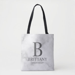 Elegant Personalised Bridesmaid Monogram and Name  Tote Bag