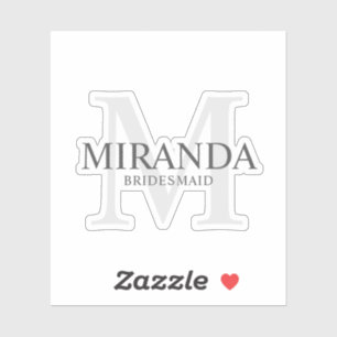 Elegant Personalised Bridesmaid Name and Monogram