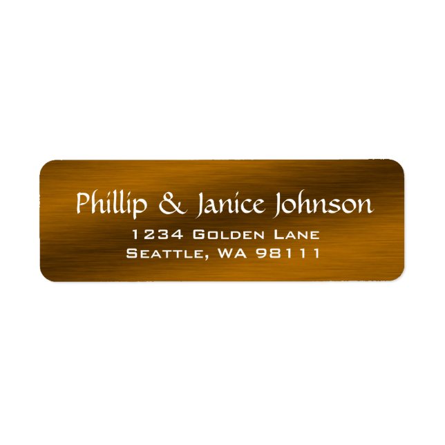 Elegant Personalised Brushed Bronze Return Labels (Front)