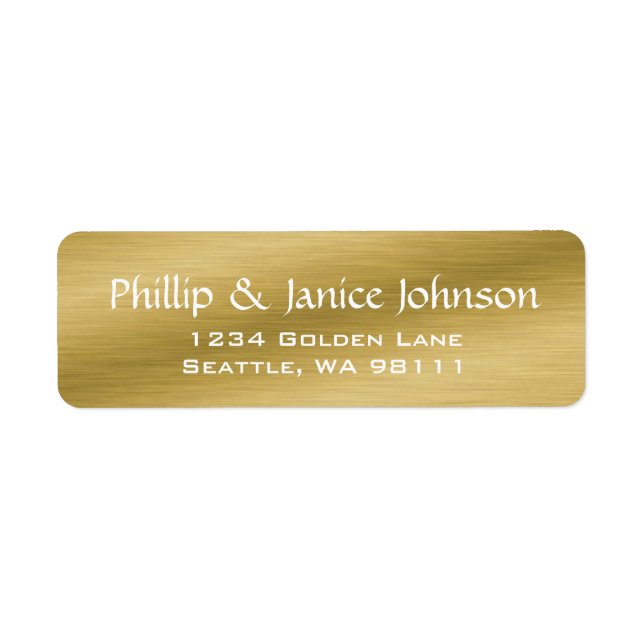Elegant Personalised Brushed Gold Return Labels (Front)