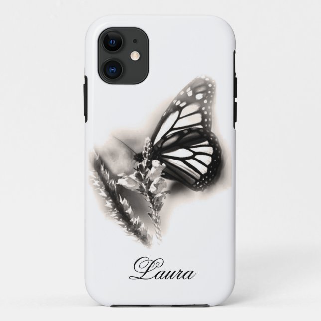Elegant Personalised Butterfly Black and White Case-Mate iPhone Case (Back)