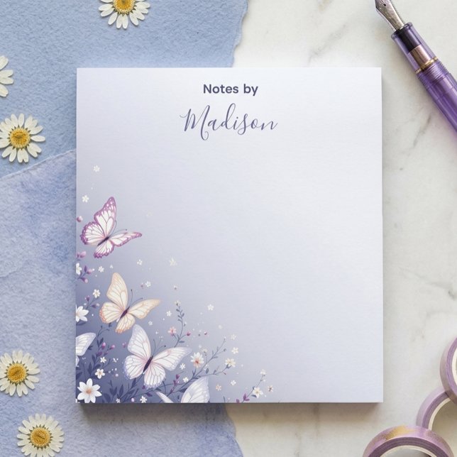 Elegant Personalised Butterfly Garden  Notepad (Creator Uploaded)