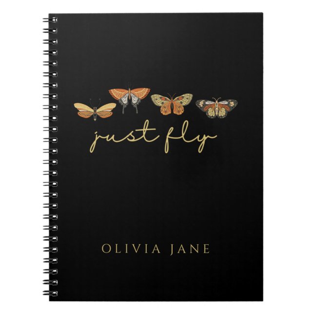 Elegant Personalised Butterfly Spiral Notebook (Front)