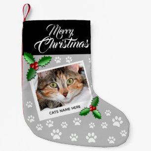 Elegant Personalised Cat Small Christmas Stocking