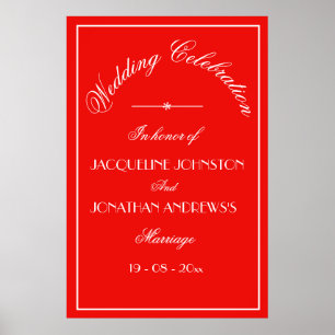 Elegant Personalised Chic Red Wedding Welcome Sign