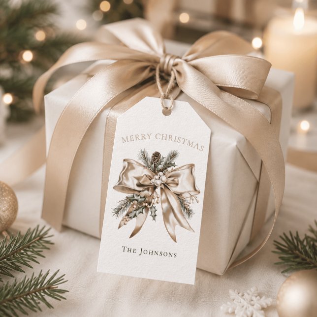 Elegant Personalised Christmas Bow Gift Tag (Creator Uploaded)