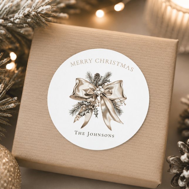 Elegant Personalised Christmas Bow Sticker (Creator Uploaded)