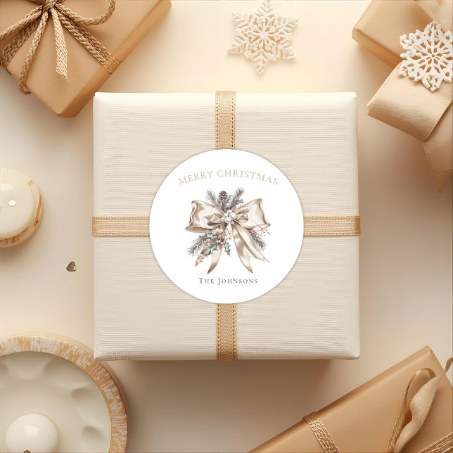 Elegant Personalised Christmas Bow Sticker (Creator Uploaded)