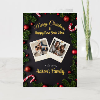 Elegant Personalised Christmas Greeting Gold Card