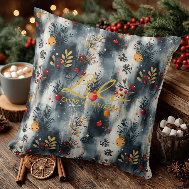 Elegant Personalised Christmas Pillow Name & Quote (Creator Uploaded)