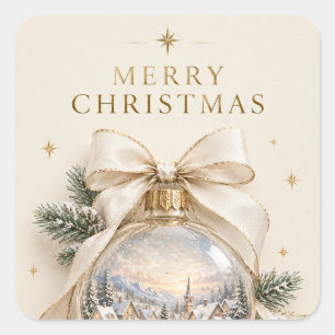 Elegant Personalised Christmas, Vintage Ornament Square Sticker