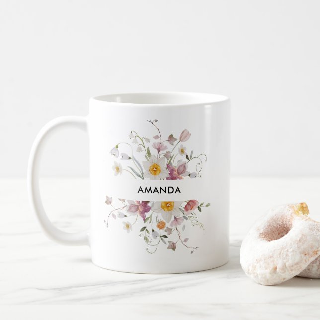 Elegant Personalised Coffee Mug – Watercolor (With Donut)