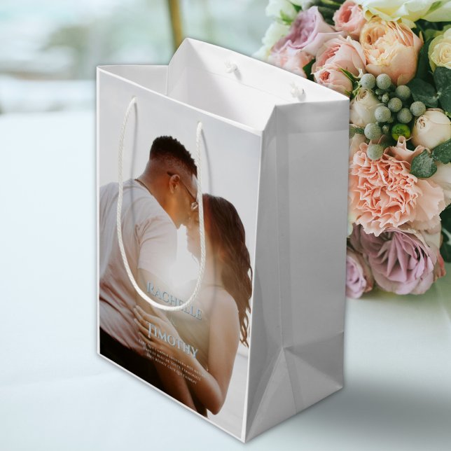 Elegant Personalised Colour Photo Script Wedding Medium Gift Bag (Creator Uploaded)