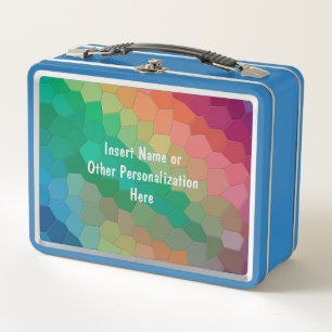 Elegant Personalised Colourful Modern Mosaic Art Metal Lunch Box