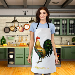 Elegant Personalised Colourful Rooster chicken  Apron