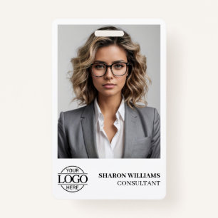 Elegant Personalised Employee Photo Company Logo ID Badge