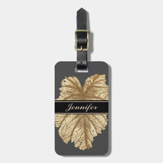 Elegant Personalised Faux Gold Silver Luggage Tag (Front Vertical)