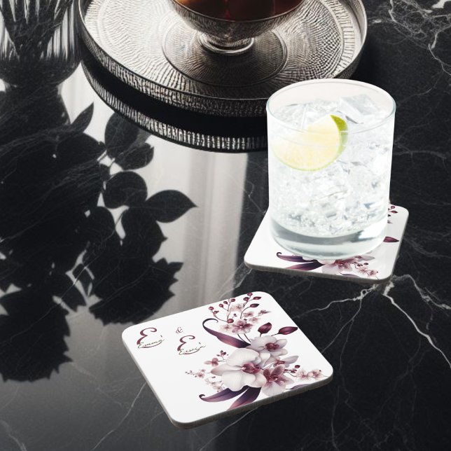 Elegant Personalised Floral  Coaster (Creator Uploaded)