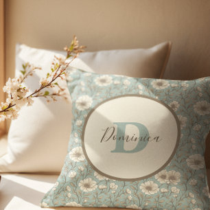 Elegant Personalised Floral Monogram Farmhouse Cushion