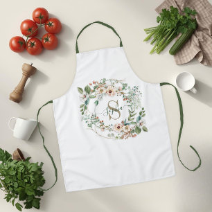 Elegant Personalised Floral Monogram Name Apron