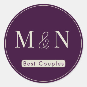 Elegant Personalised Gift for best couples  Classic Round Sticker