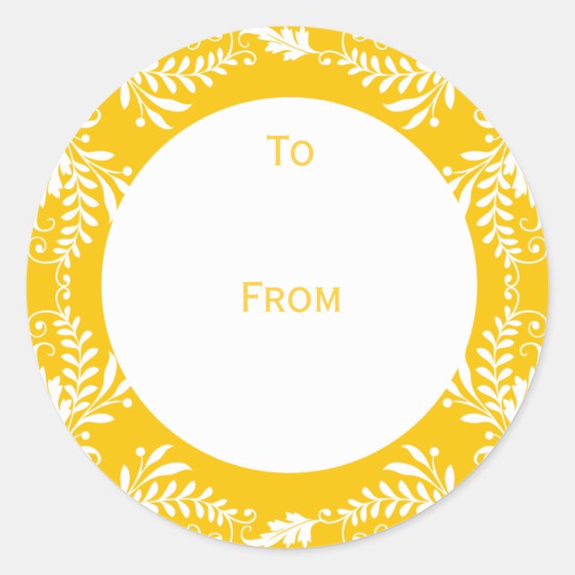 Elegant Personalised Gift Tags Yellow (Front)