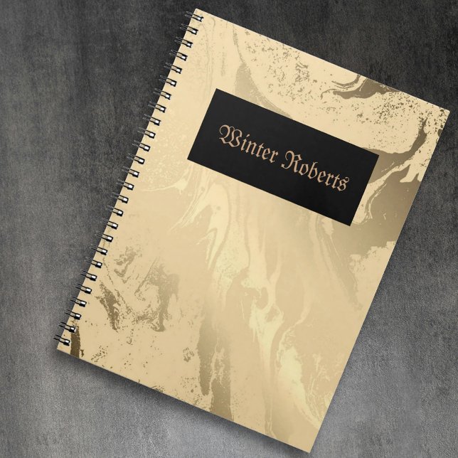 Elegant personalised gold and black notebook (Luxury aesthetic cover)