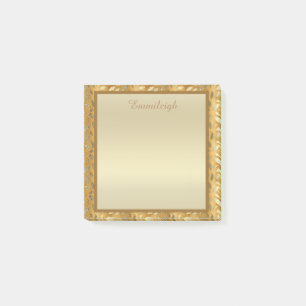Elegant Personalised Gold Leaves Post It Notes