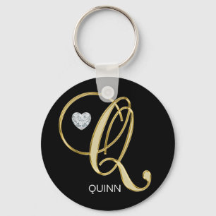 Elegant Personalised Gold Monogrammed Letter Q Key Ring