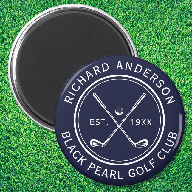 Elegant Personalised Golf Club Name Navy Blue Magnet (Creator Uploaded)