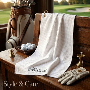 Elegant Personalised Golf Towel with Custom Name